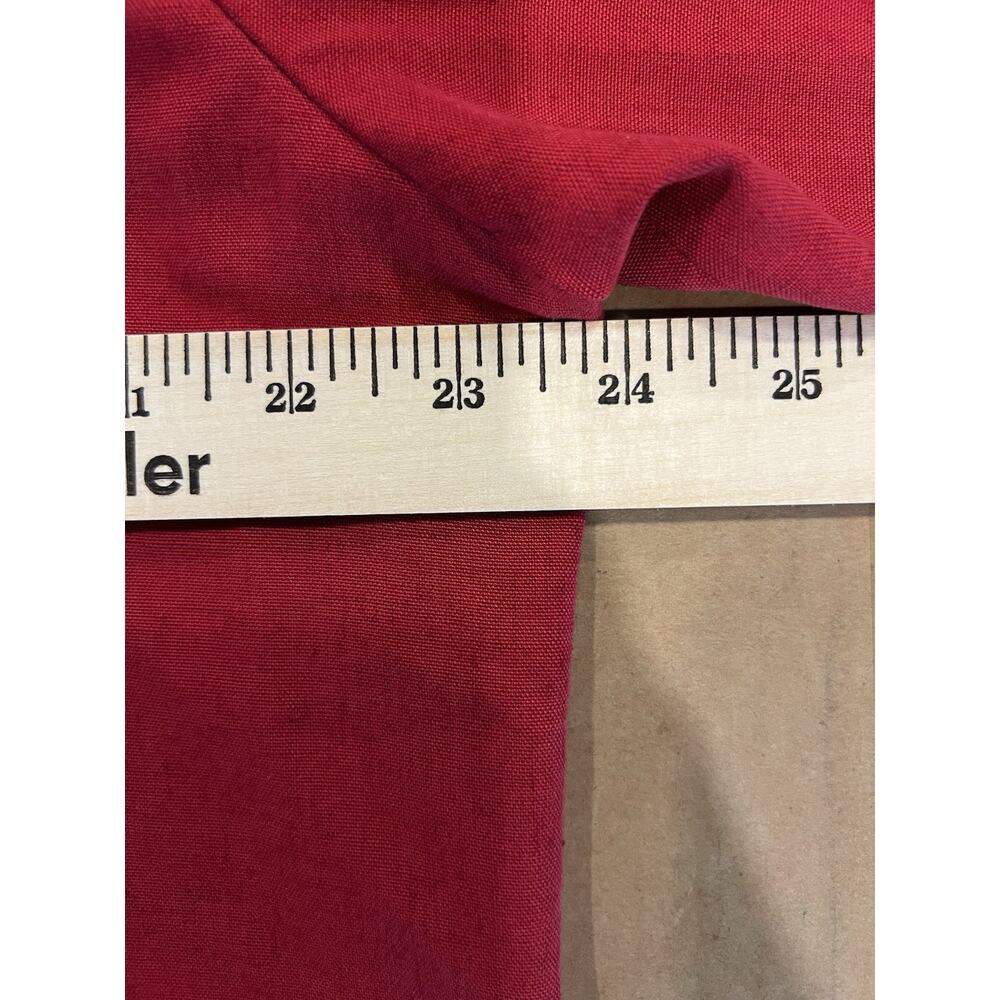 TALBOTS 18 Women Red Top Blouse Shirt Floral Embroidered Button Down Linen Blend - Picture 7 of 8